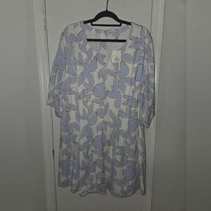 Target Blue Floral Dress with Brown Accents